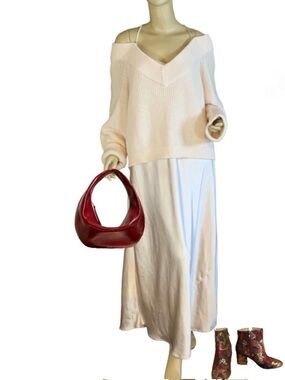 ARULA B CREAM SATIN SLIP DRESS WITH MATCHING DETACHABLE SWEATER NWT (2X)